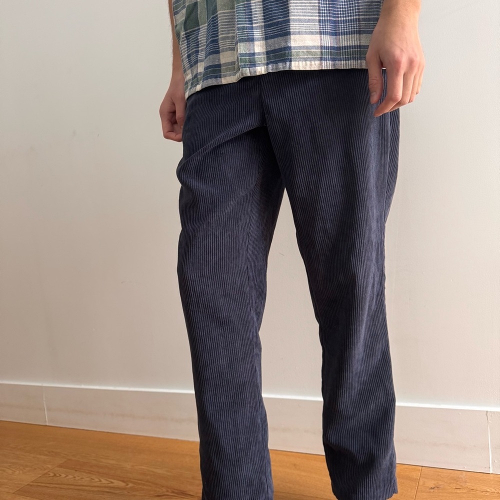 OAK + FORT STRAIGHT LEG BLUE CORDUROY PANTS - 31